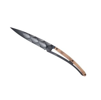 Deejo zložljivi nož Black tattoo juniper wood Art Déco