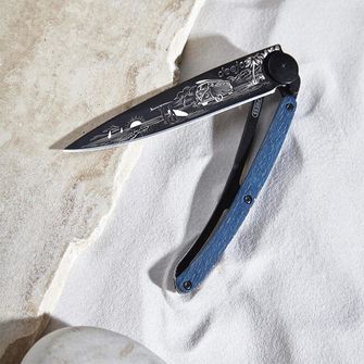 Deejo zložljivi nož Tattoo Black blue beech Van Life