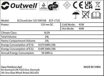 Outwell Kamping hladilni box ECOcool Lite 24 12V, temnomodra