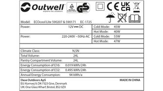 Outwell Kamping hlajenje box ECOcool Lite 24 12V/230V, temnomodra