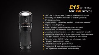 Fenix LED svetilka E15 XP-G2, 450 lumnov