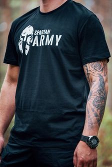 DRAGOWA majica s kratkimi rokavi spartan army, črna 160g/m2