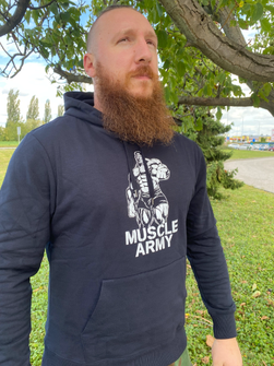DRAGOWA moški pulover s kapuco muscle army man, črna 320g/m2