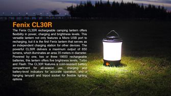 Polnilna svetilka Fenix CL30R, 650 lumnov