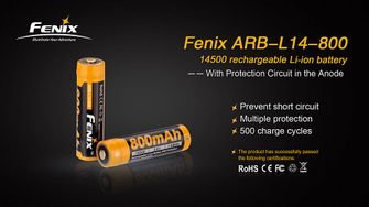Polnilna baterija Fenix 14500 800 mAh Li-Ion
