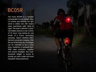 Polnilna kolesarska svetilka Fenix BC05R, 10 lumnov