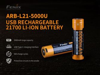 Polnilna baterija Fenix 21700 5000 mAh Li-Ion USB-C
