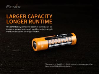 Polnilna baterija Fenix 21700 5000 mAh Li-Ion USB-C