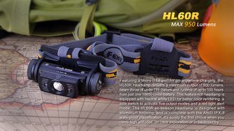 Fenix močna naglavna svetilka HL60R - črne barve
