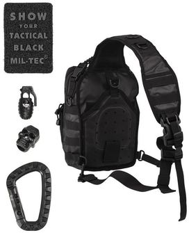 Mil-tec Tactical nahrbtnik z enim ramenskim pasom, črne barve 10L