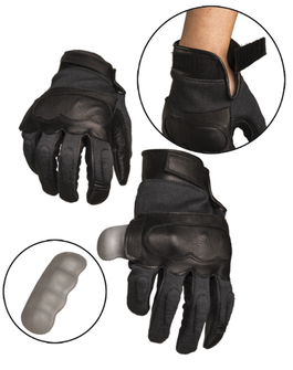 Mil-tec usnjene/kevlar taktične rokavice, črne
