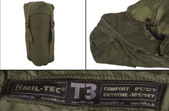Mil-tec Tactical T3 spalna vreča, 0/-10 °C, olivne barve