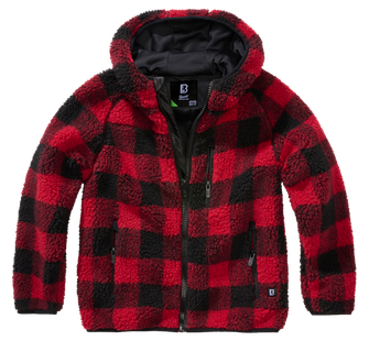 Branditova otroška jakna Teddyfleece s kapuco, rdeča/črna