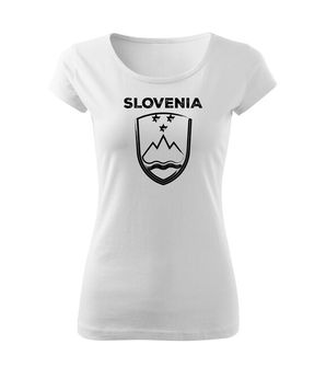 DRAGOWA ženska majica Grb Slovenije z napisom, bela
