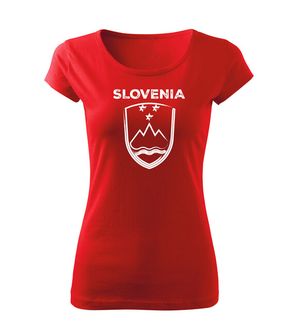 DRAGOWA ženska majica Grb Slovenije z napisom, rdeča