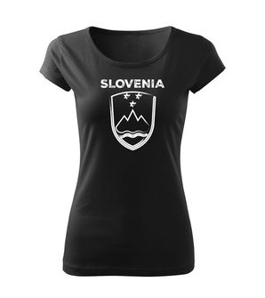 DRAGOWA ženska majica Grb Slovenije z napisom, črna