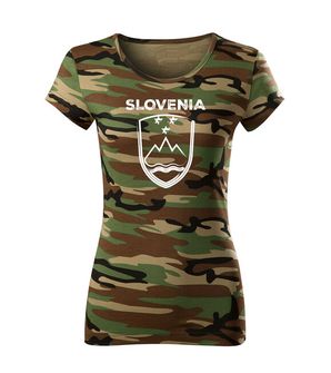 DRAGOWA ženska majica Grb Slovenije z napisom, maskirna izvedba