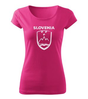 DRAGOWA ženska majica Grb Slovenije z napisom, roza