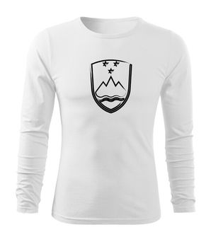 DRAGOWA Fit-T majica z dolgimi rokavi Grb Slovenije, bela