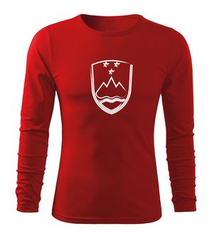 DRAGOWA Fit-T majica z dolgimi rokavi Grb Slovenije, rdeč