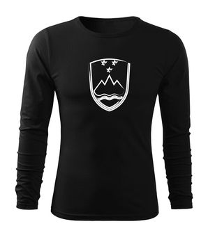 DRAGOWA Fit-T majica z dolgimi rokavi Grb Slovenije, črna