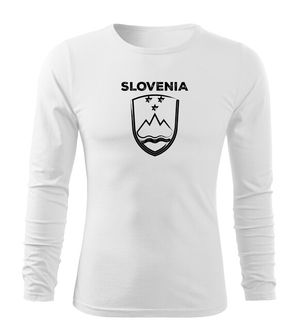 DRAGOWA Fit-T majica z dolgimi rokavi Grb Slovenije z napisom, bela