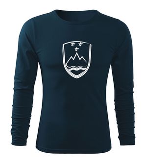 DRAGOWA Fit-T majica z dolgimi rokavi Grb Slovenije, temno modra