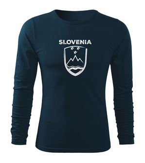 DRAGOWA Fit-T majica z dolgimi rokavi Grb Slovenije z napisom, temno modra