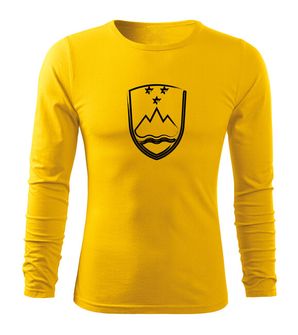 DRAGOWA Fit-T majica z dolgimi rokavi Grb Slovenije, rumena