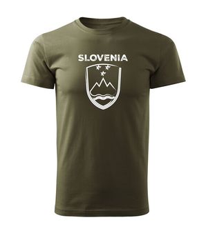 DRAGOWA kratka majica Slovenski znak z napisom, olivna