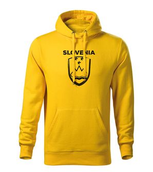 DRAGOWA moški pulover s kapuco Grb Slovenije z napisom, rumena