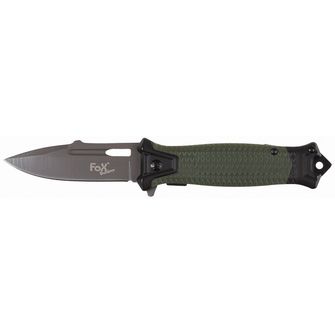 Fox Outdoor nož Jack Snake za eno roko, zelene barve, kovinski ročaj