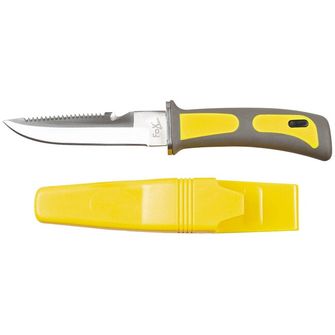 Fox Outdoor Potapljaški nož, rumeno-črn, gumijast ročaj, z ovitkom