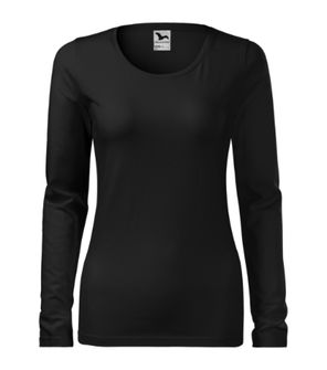 Malfini Slim ženska majica z dolgimi rokavi, črna