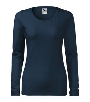 Malfini Slim ženska majica z dolgimi rokavi, mornarsko modra
