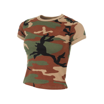 MFH ženska maskirna majica z vzorcem woodland, 160g/m2