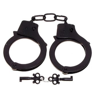MFH policijske lisice z dvema kromiranima ključema, črne