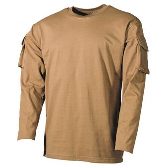 MFH US Coyote majica z dolgimi rokavi z velcro žepi na rokavih, 170 g/m2