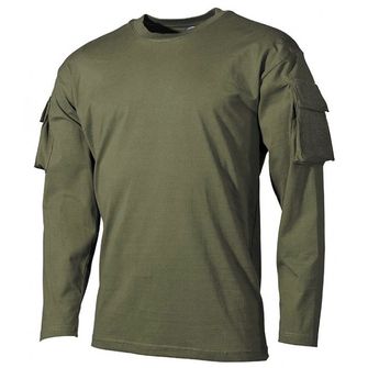 MFH US olivno zelena majica z velcro žepi na rokavih, 170 g/m2