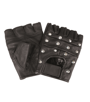 Mil-tec biker rokavice brez prstov z zakovicami, črne