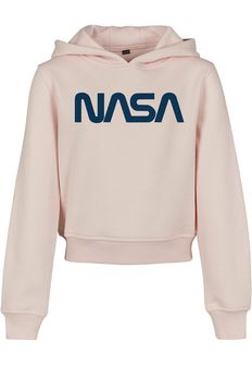 NASA otroški Cropped pulover s kapuco, rožnati