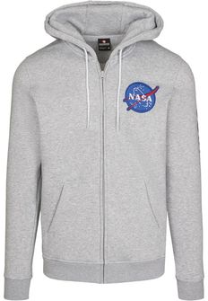 NASA Southpole moški pulover na zadrgo s kapuco, siv