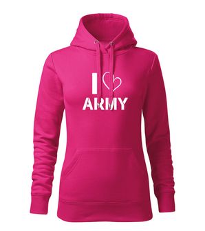 DRAGOWA ženska mikica s kapuco, i love army, roza 320g/m2
