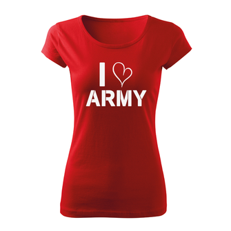 DRAGOWA ženska kratka majica i love army, rdeča 150g/m2