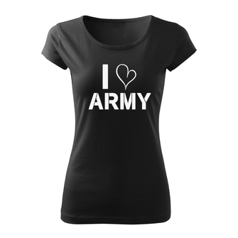 DRAGOWA ženska kratka majica i love army, črna 150g/m2