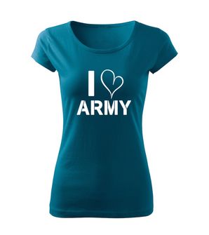 DRAGOWA ženska majica i love army, petrol blue 150g/m2