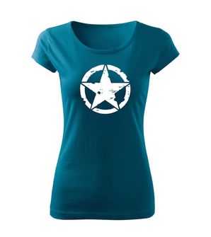 DRAGOWA ženska majica z zvezdo, bencinsko modra 150g/m2