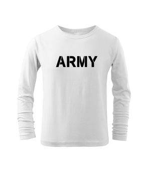 DRAGOWA otroška majica z dolgimi rokavi Army, bela