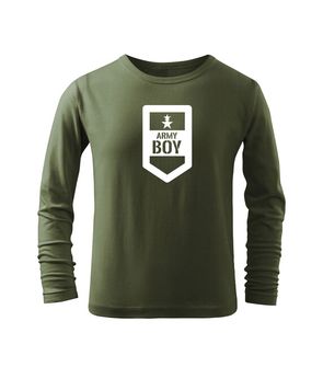 DRAGOWA otroška majica z dolgimi rokavi Army boy, olivno zelena