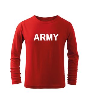 DRAGOWA otroška majica z dolgimi rokavi Army, rdeča